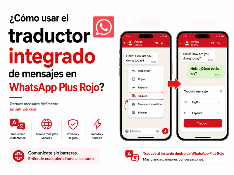 ¿Cómo usar el traductor integrado de mensajes en WhatsApp Plus Rojo?