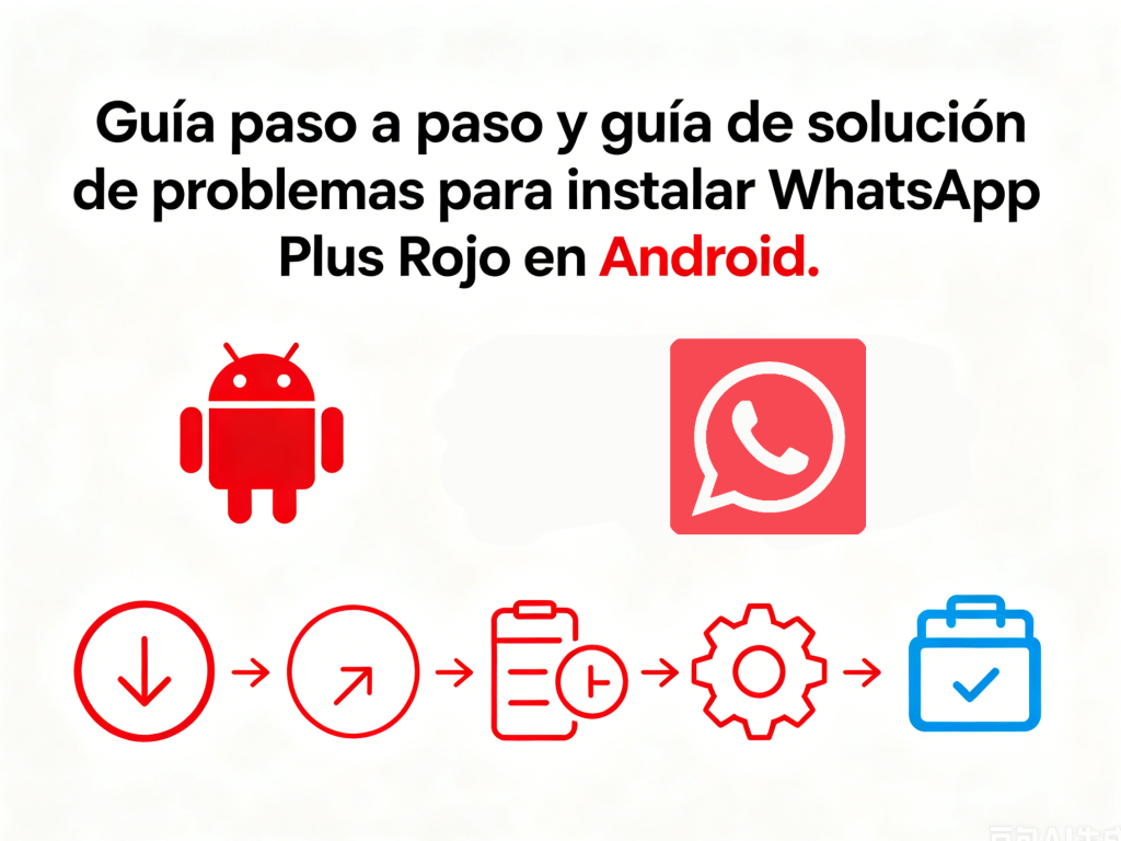 Guía paso a paso y guía de solución de problemas para instalar WhatsApp Plus Rojo en Android.